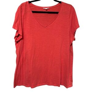 Eileen Fisher Women’s Organic Cotton Coral T-Shirt Plus 1X